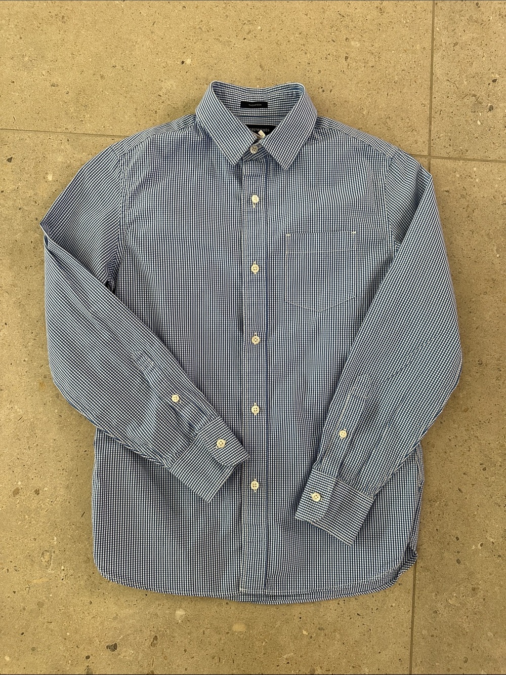 Crewcuts Boys Blue Check Button-Down Shirt size 12